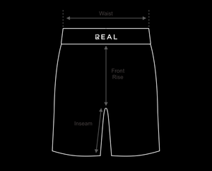 Rise Shorts measurements graphic